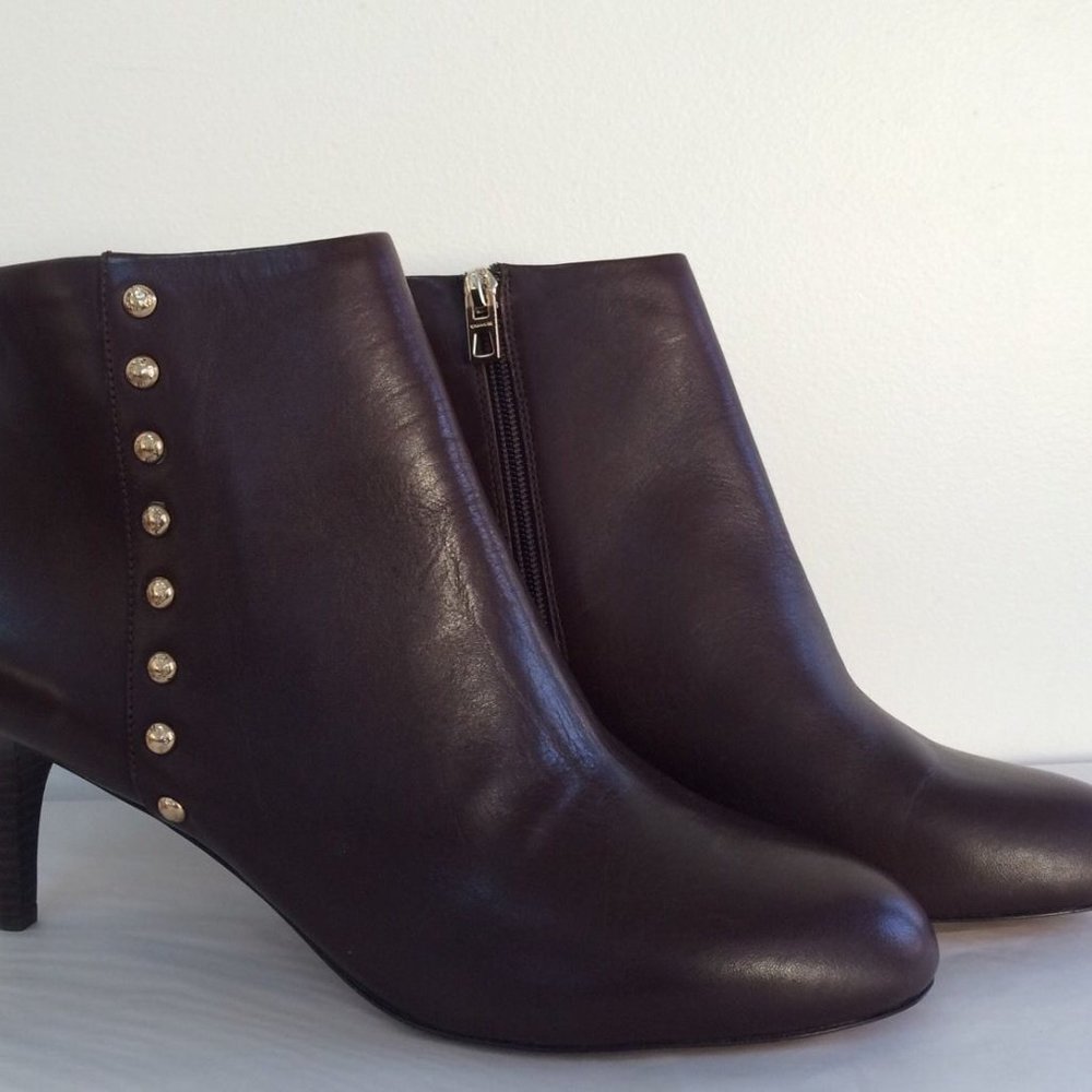 Coach Hickory Chestnut Leather Ankle Zip Boots - Picture 3 of 4